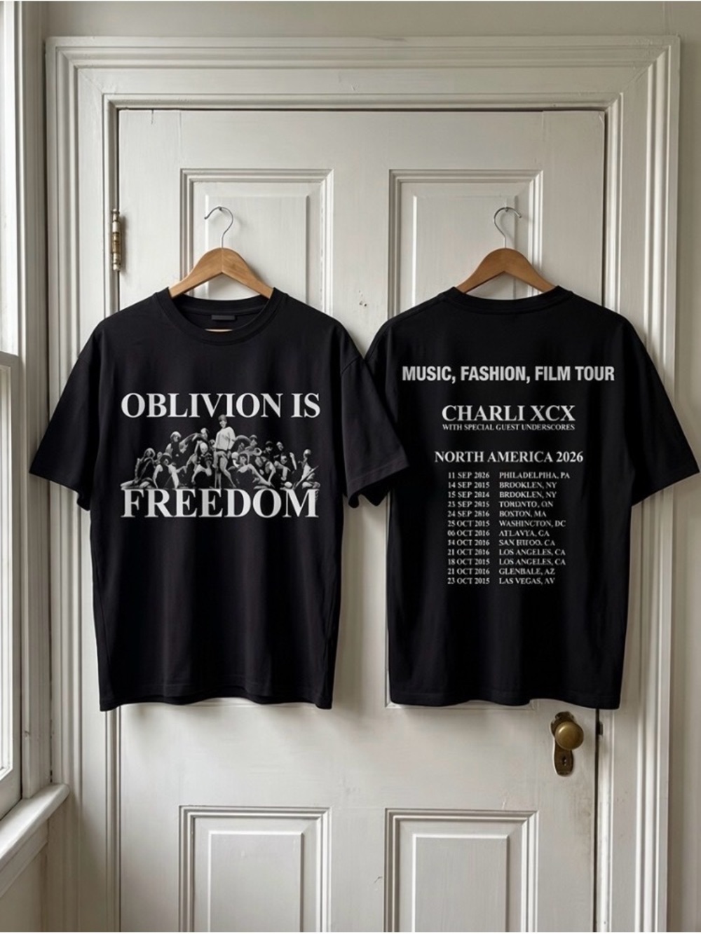Charli XCX Oblivion Is Freedom Tour Music Merch Graphic Goth Black T-Shirt